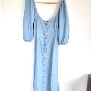 Zara Denim Off the Shoulder Dress